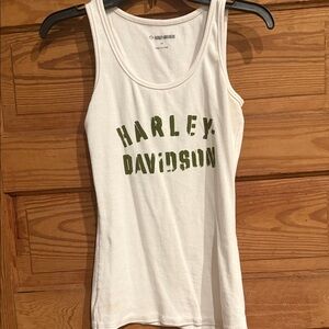 Harley-Davidson White and Green Tank Top